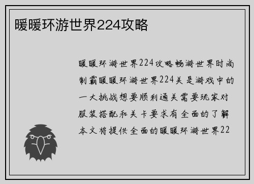 暖暖环游世界224攻略
